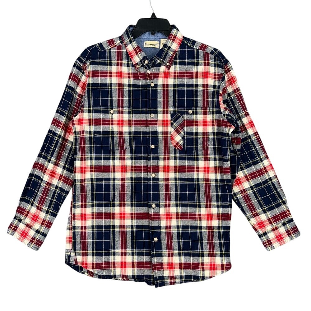 Backpacker Plaid Flannel‎ Shirt Men XL Gorpcore Chore Outdoors Rugged Lumberjack